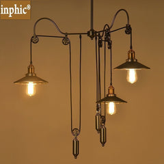 INPHIC-美式滑輪3頭吊燈創意鐵藝吊燈餐廳咖啡廳酒吧臺服裝店辦公室吊燈