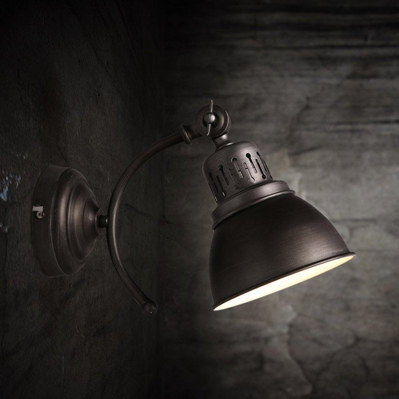 INPHIC-復古工業風 咖啡廳 吧台 弧形黑色鐵藝臥室床頭可調節喇叭牆壁燈