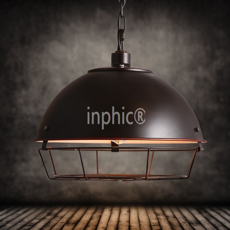 INPHIC-loft復古工業控風格 鐵鍊咖啡店半圓鐵網吧臺工作室玄關吊燈