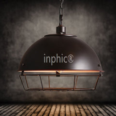 INPHIC-loft復古工業控風格 鐵鍊咖啡店半圓鐵網吧臺工作室玄關吊燈