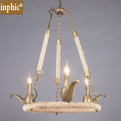 INPHIC-美式鄉村復古麻繩吊燈餐廳裝飾酒吧臺咖啡廳工程歐式創意煙嘴吊燈 3頭