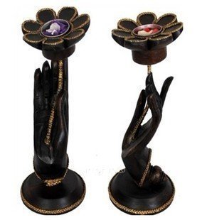 INPHIC-宗教 東南亞 家居飾品 泰國風格 泰式風情 木色 佛手燭臺 一對