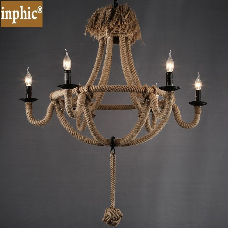 INPHIC-美式復古麻繩吊燈 歐式6頭吊燈創意酒吧臺餐廳服裝店吊燈 3頭