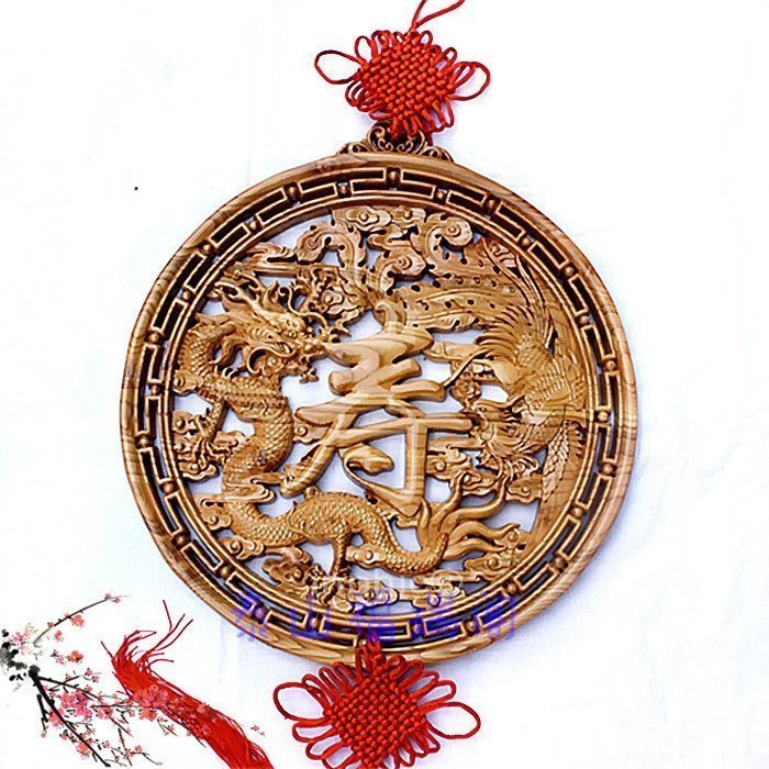 INPHIC-宗教 龍鳳壽 開光桃木壽字掛件 龍鳳掛件 家居掛飾 鎮宅避邪 化煞