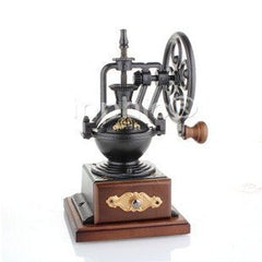 INPHIC-風格款古典手搖磨豆機 歐式鑄鐵機身 實木底座 轉輪輪盤