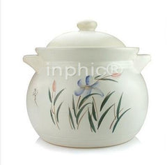 INPHIC-3.25L 手繪土鍋超耐熱陶瓷湯煲燉鍋雙耳砂鍋湯鍋