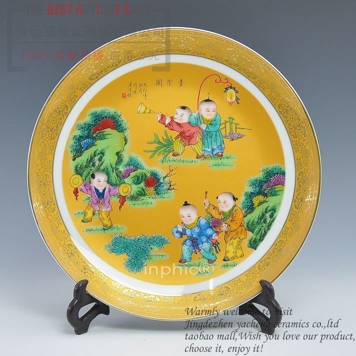 INPHIC-陶瓷器古典客廳《百子圖鬧春畫》案瓷盤 家居裝飾 工藝品