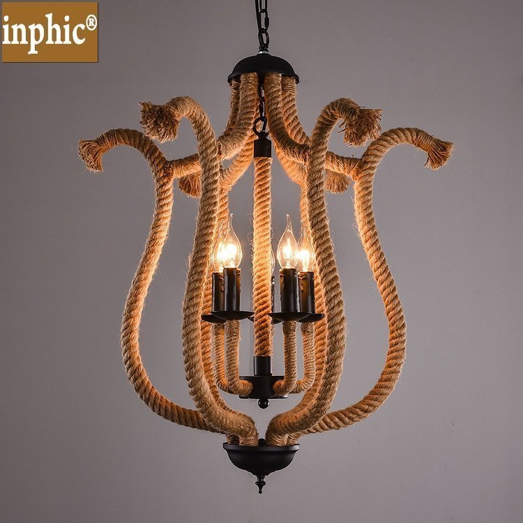 INPHIC-美式麻繩吊燈復古鐵藝4頭吊燈辦公室書房臥室客廳餐廳服裝店裝飾