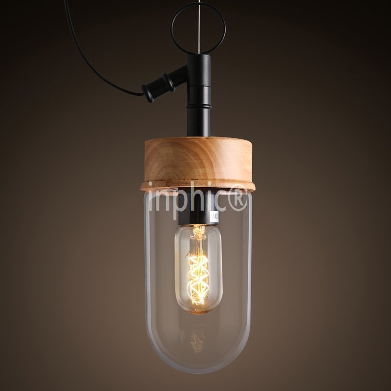 INPHIC-藝術燈具愛迪生燈泡實木吊燈小清新咖啡廳吊燈吧臺裝飾燈