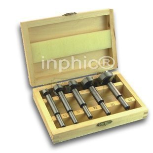 INPHIC-5件套平翼鑽規格15-35mm擴口鑽木盒裝五金工具