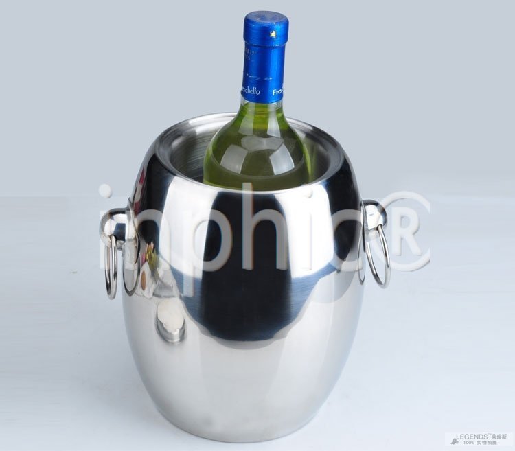 INPHIC-加厚法式帶蓋不鏽鋼冰桶 雙耳紅酒冰桶 雙層冰桶 保溫桶 白色