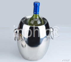 INPHIC-加厚法式帶蓋不鏽鋼冰桶 雙耳紅酒冰桶 雙層冰桶 保溫桶 白色