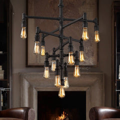 INPHIC-水管吊燈loft美式復古特色工業風創意個性餐廳酒吧咖啡廳吊燈鐵藝燈具13頭