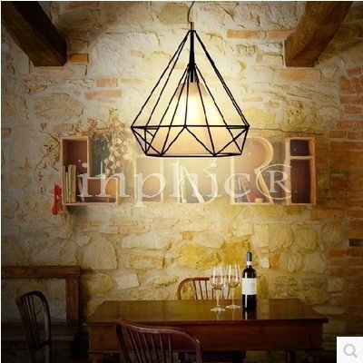 INPHIC-現代簡約復古鑽石吊燈飾咖啡廳鐵藝工業酒吧臺三頭餐廳燈具 直徑50cm