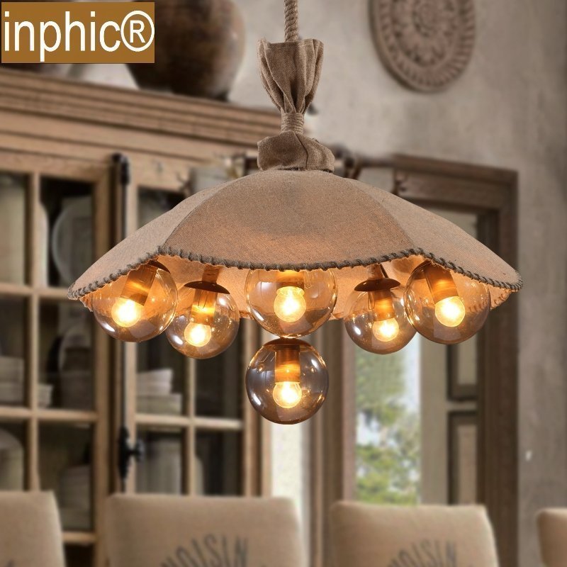 INPHIC-美式鄉村復古麻布雨傘吊燈麻繩客廳餐廳服裝店裝飾燈具