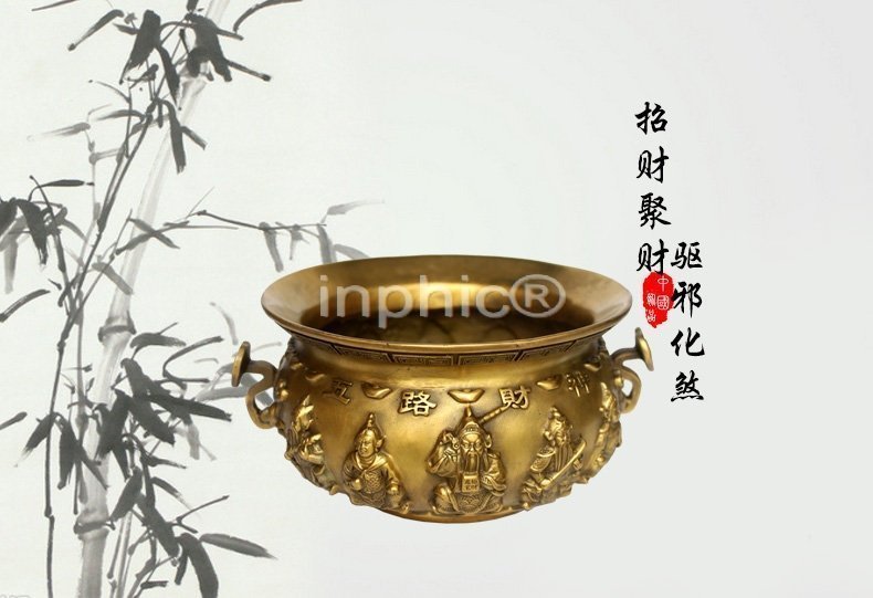 INPHIC-開光純銅五路財神如意大型聚寶盆擺件招財聚財工藝品招財風水擺設