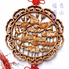 INPHIC-宗教 鴛鴦戲水 開光桃木 家居木質掛件 夫妻增感情 催桃花 旺情緣