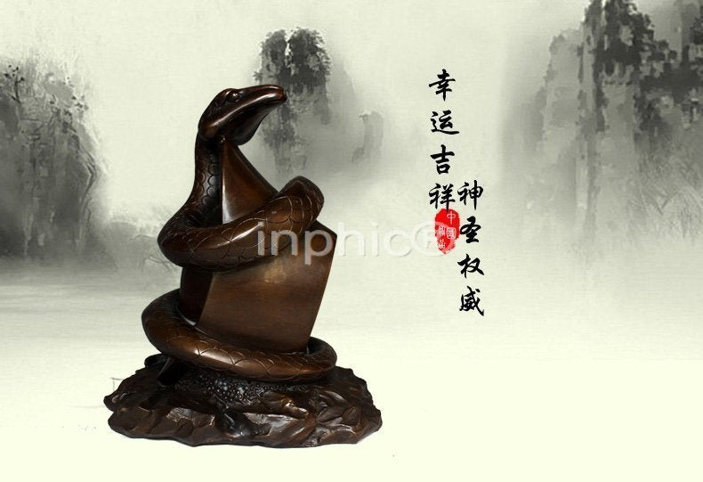 INPHIC-開運 開光純銅元寶蛇擺件招財助運工藝品家居裝飾大型生肖蛇年禮品擺件
