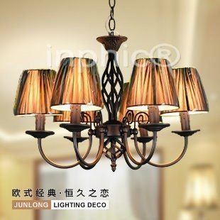 INPHIC-歐式鐵藝蠟燭大吊燈 古典客廳燈田園風餐廳燈