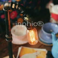 INPHIC-復古工業愛迪生水管檯燈 酒吧臺咖啡館 裝飾閱讀檯燈 美術燈