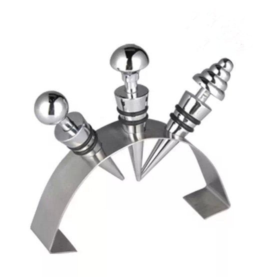 INPHIC-鋼片座紅酒瓶塞/創意/密封紅酒塞/四件套裝/弧形紅酒塞