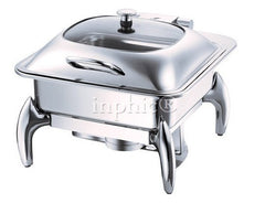 INPHIC-不鏽鋼圓形可視西餐自助餐爐布碟菲爐連底座翻蓋食物爐酒精加熱