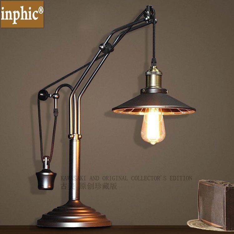 INPHIC-歐美式鄉村臺個性復古臥室床頭鐵藝燈 書房書桌燈裝飾創意檯燈
