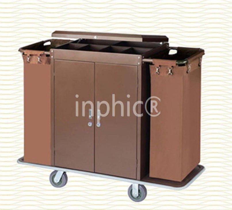 INPHIC-加厚飯店雙邊房口車客房服務車賓館客房清潔車工作車收集車