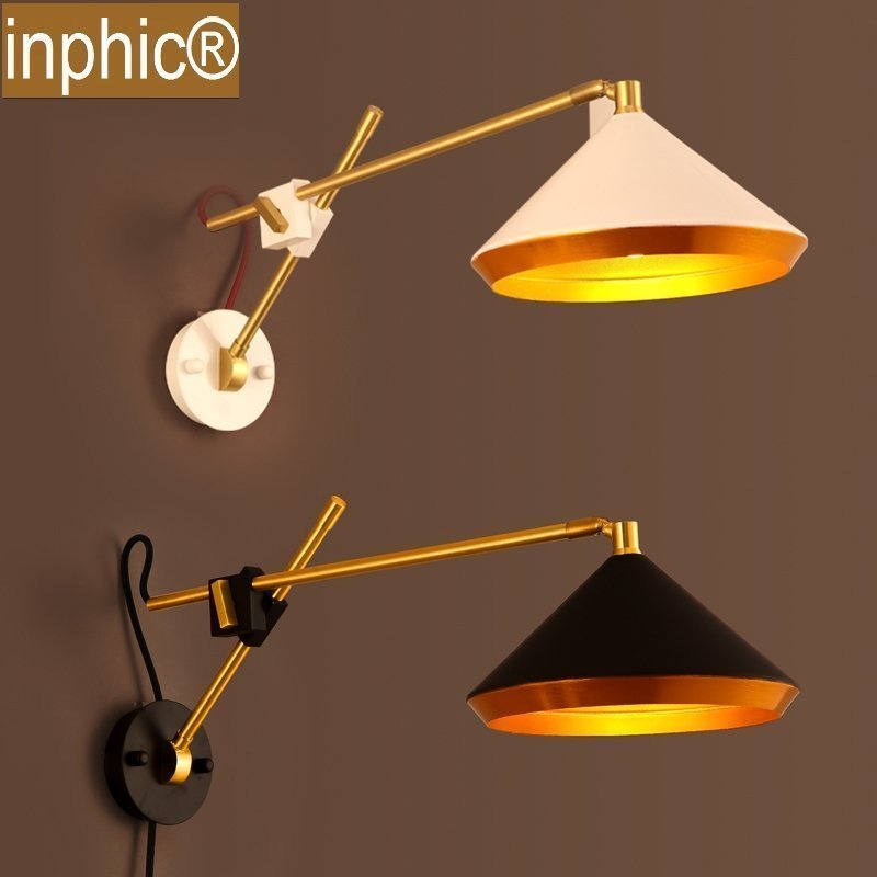 INPHIC-LOFT壁燈美式鄉村工業風復古臥室床頭鐵藝搖臂折疊壁燈