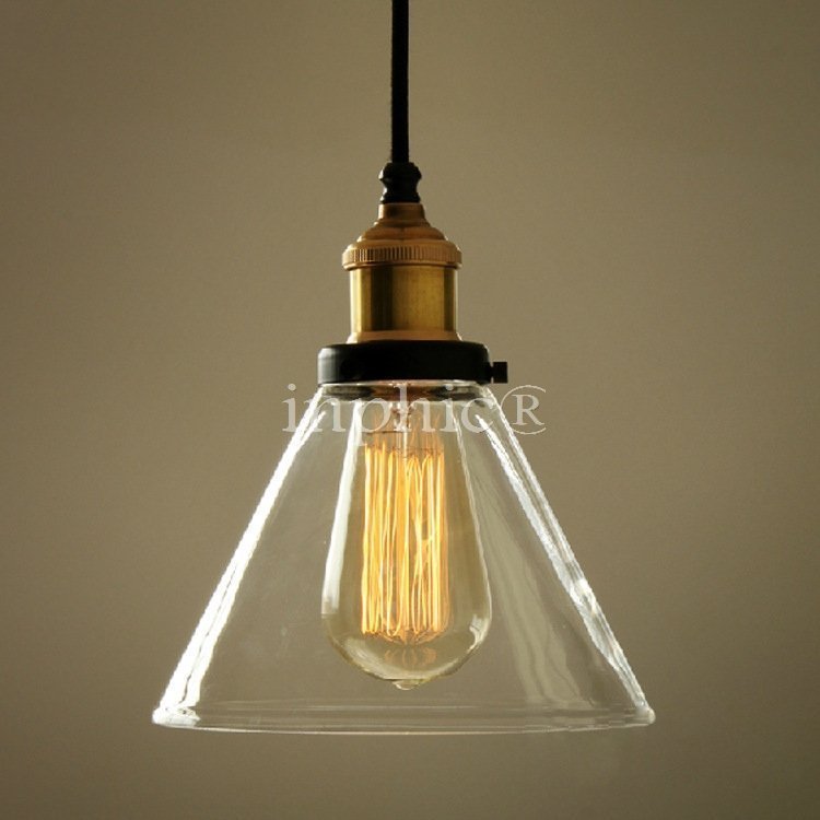 INPHIC-美式鄉村 復古簡約 吧臺咖啡廳客廳 銅頭玻璃漏斗吊燈