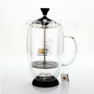 INPHIC-茶具 600ml中空雙層玻璃沖茶器 濾壓咖啡壺 法壓壺 手工吹製耐高溫