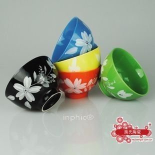 INPHIC-創意陶瓷碗 日式和風五彩碗 飯碗  5色瓷碗  8入