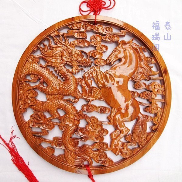 INPHIC-宗教 40cm 龍馬精神 開光桃木木雕掛件 工藝品 避邪招財 助事業