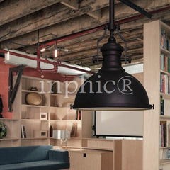 INPHIC-北歐風格工業風工礦燈飾復古餐廳酒裝飾工程創意懷舊鐵藝吊燈具 黑色