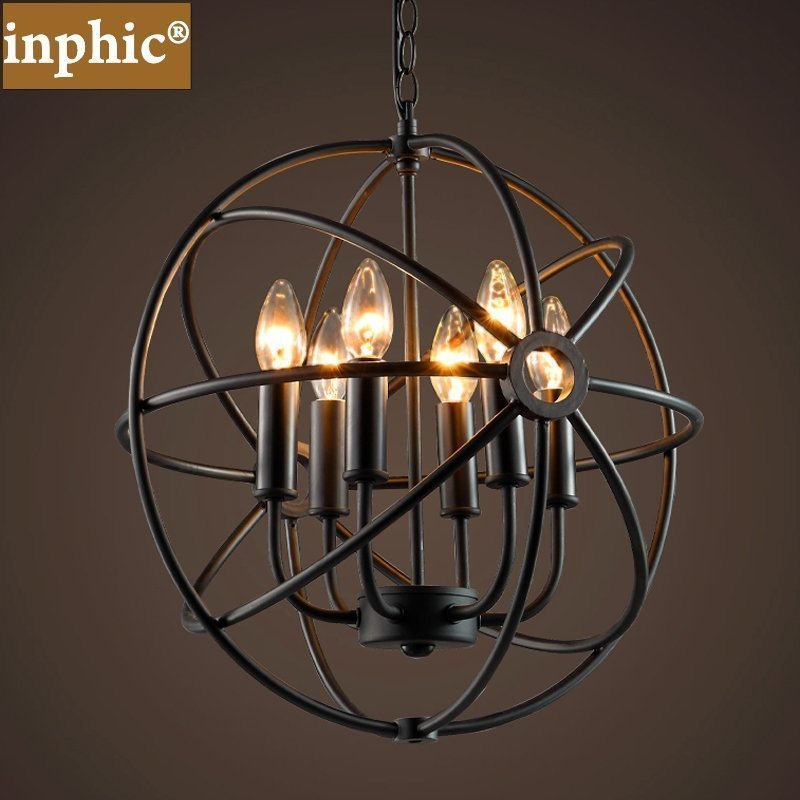 INPHIC-loft美式北歐蠟燭吊燈復古圓形鐵藝餐廳燈鳥籠酒吧臺服裝店商鋪燈 小款