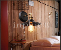 INPHIC-Loft復古工業餐廳酒吧臥室床頭燈美式走道倉庫陽臺樓梯戶外牆壁燈 黑色直徑22cm