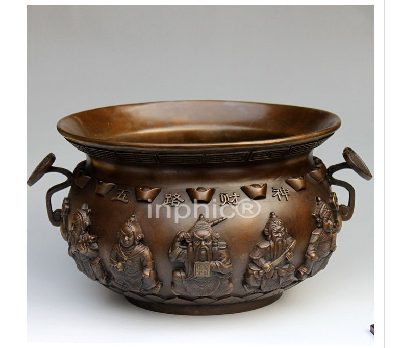 INPHIC-開光精品純銅特大型無蓋五路財神聚寶盆擺件招財工藝品開業禮品