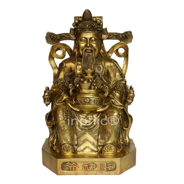 INPHIC-開光純銅文財神聚寶盆擺件招財聚財工藝品家居裝飾品銅佛像擺設