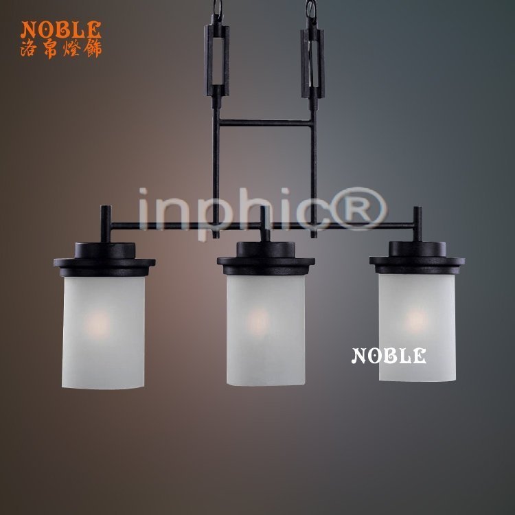INPHIC-美式吊燈簡約鐵藝燈具 三頭向下玻璃燈罩 直排餐廳燈書房燈L10