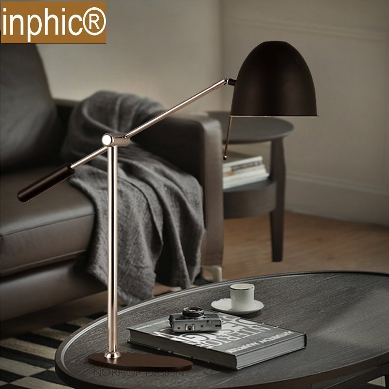 INPHIC-loft復古工業風書房臥室床頭檯燈鐵藝創意雙節搖臂檯燈
