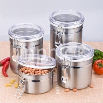 INPHIC-不鏽鋼加蓋密封罐 保鮮c14002-4防潮儲物罐 2號