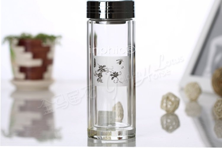 INPHIC-茶具 水晶工藝 雙層玻璃杯濾網帶蓋透明玻璃花茶杯水杯