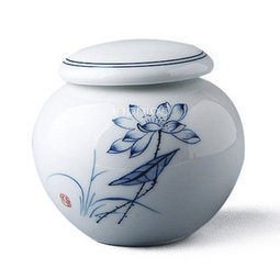 INPHIC-茶具 青花茶葉罐陶瓷 密封茶葉罐 荷花迷你茶葉罐旅行