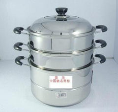 INPHIC-26cm複底三層304鏡面不鏽鋼蒸鍋 三層蒸籠 鍋具
