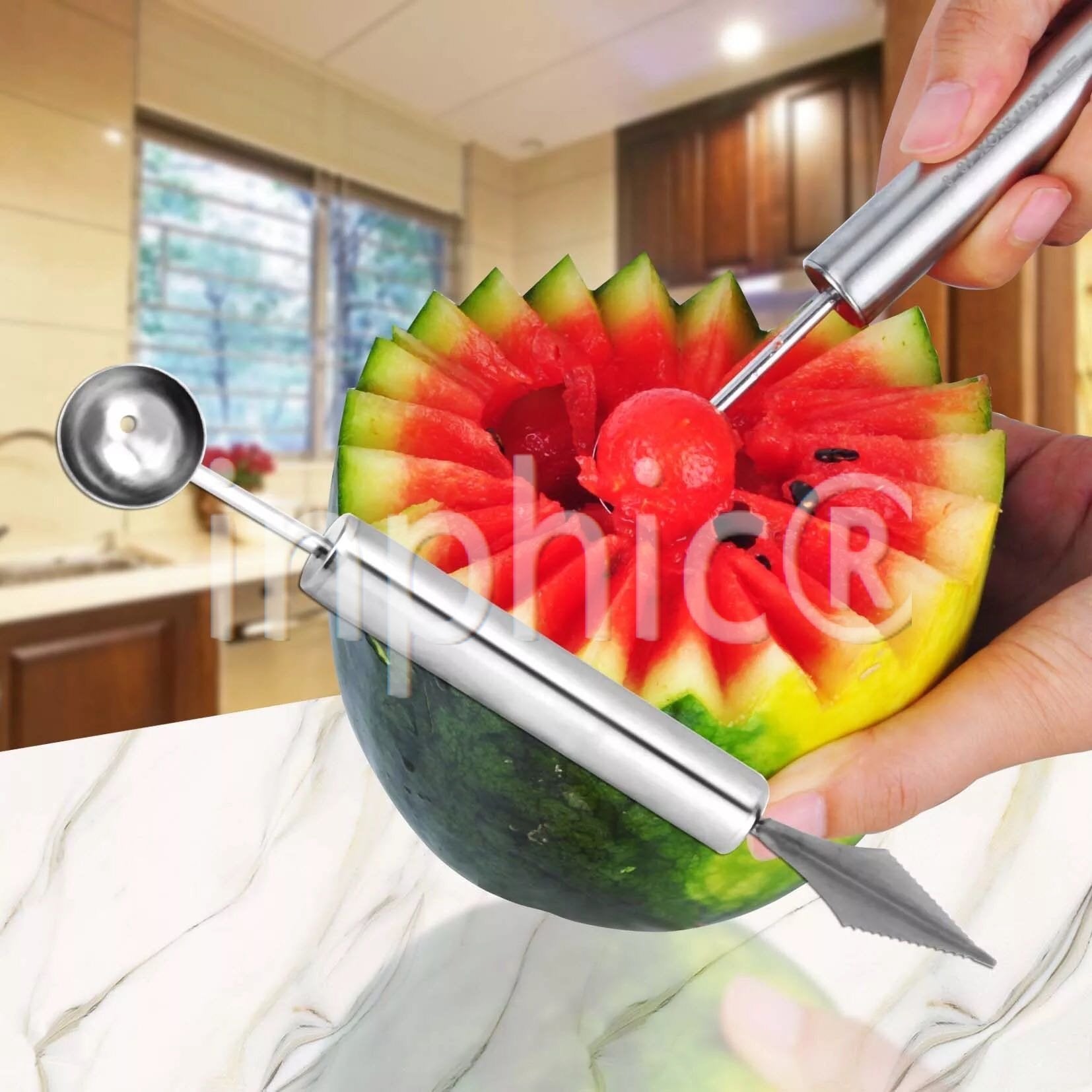 INPHIC-304不鏽鋼挖球器水果西瓜勺挖球勺拼盤雕花刀霜淇淋勺