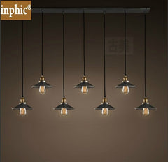 INPHIC-個性復古創意美式鄉村吊燈 北歐美式工業鄉村倉庫復古小黑裙吊燈 長盤7頭黑色