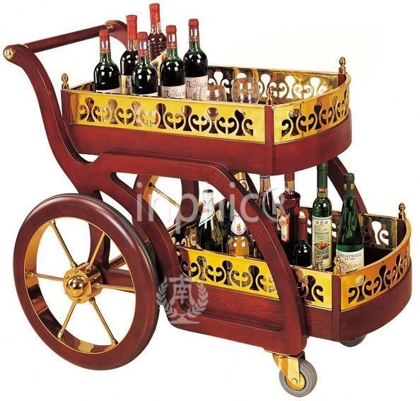 INPHIC-古典式酒車 豪華鈦金酒水車餐車手推車 餐廳服務車