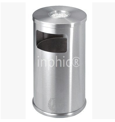 INPHIC-垃圾桶 不鏽鋼附煙灰菸灰缸圓形港式垃圾箱 電梯靠牆桶