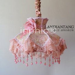 INPHIC-歐式宮廷布藝蕾絲臥室伸縮吊燈 創意燈飾客廳書房吸頂燈具