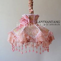 INPHIC-歐式宮廷布藝蕾絲臥室伸縮吊燈 創意燈飾客廳書房吸頂燈具